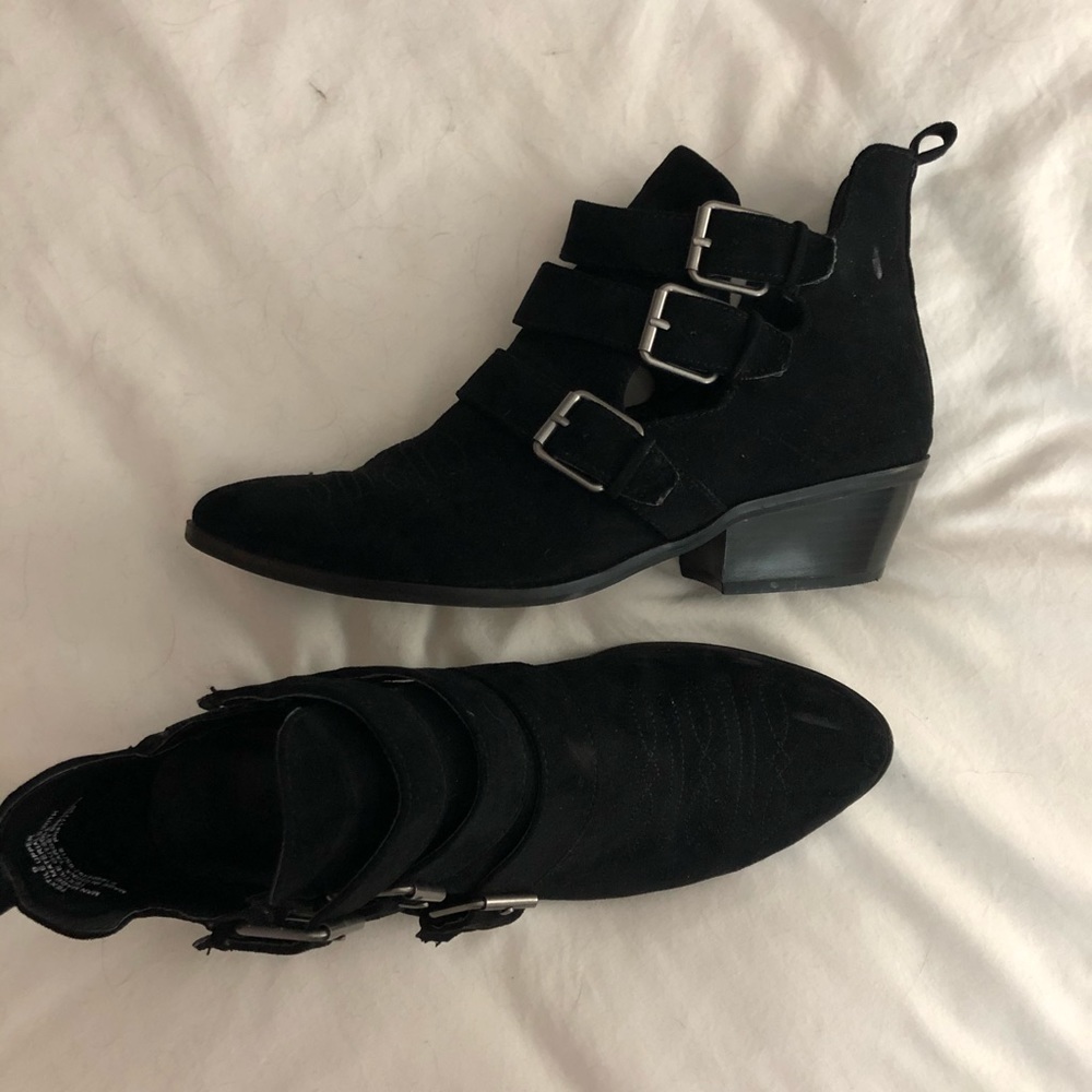 Black buckle booties